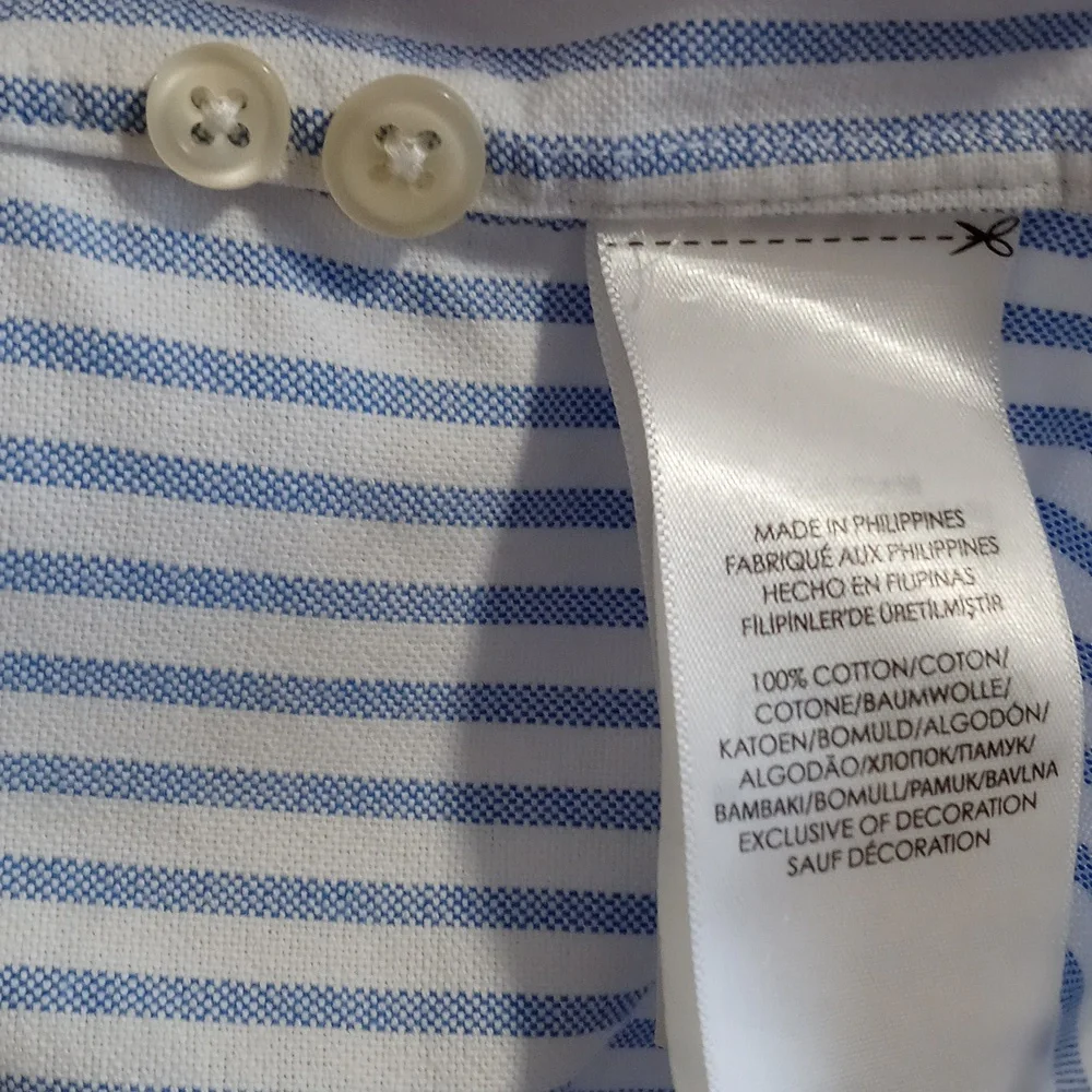 🐎Ralph Lauren🐎 - Men's Blue/White Stripe L/S Oxford Button Down - Picture 9 of 15